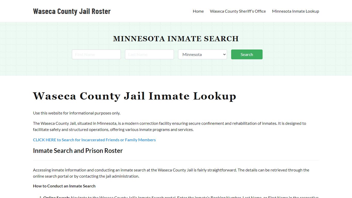 Waseca County Jail Roster Lookup, MN, Inmate Search